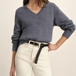 Buck Mason Soft Spun Boxy V-Neck Sweater in Bluebell 💙